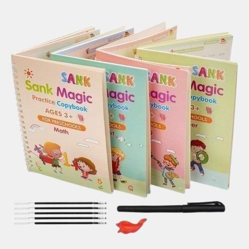 Magic Practice Copybook Set for Kids – 4 Books + 10 Refills + Pen Grip | Improve Writing & Focus in Just 15 Minutes Daily