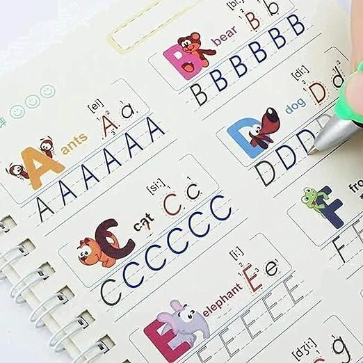 Magic Practice Copybook Set for Kids – 4 Books + 10 Refills + Pen Grip | Improve Writing & Focus in Just 15 Minutes Daily