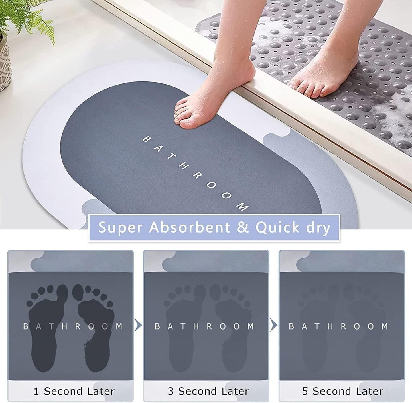 Quick Drying Water Soak Bathroom Mat & Water Absorbent Door Mat, Floor Mat, Doormat (Pack of 2)
